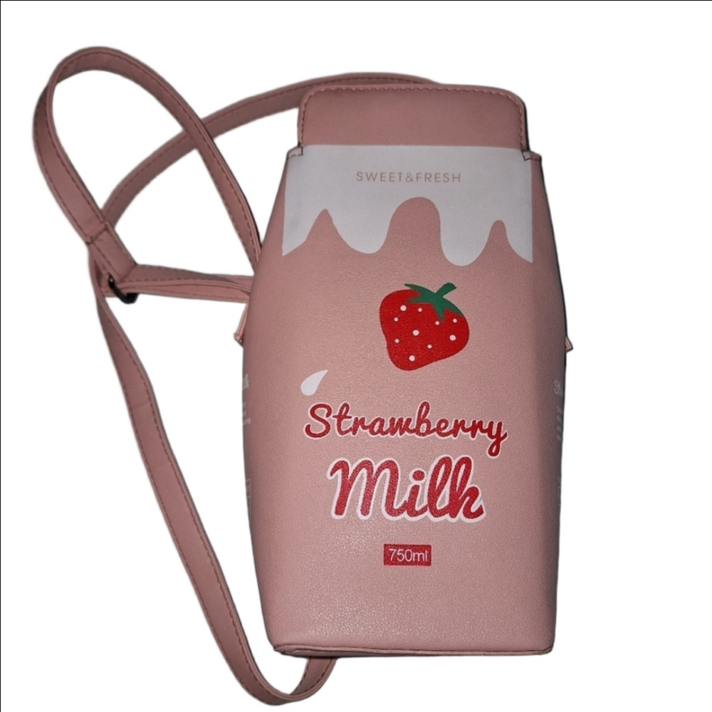 Strawberry Milk Carton Bag Pink